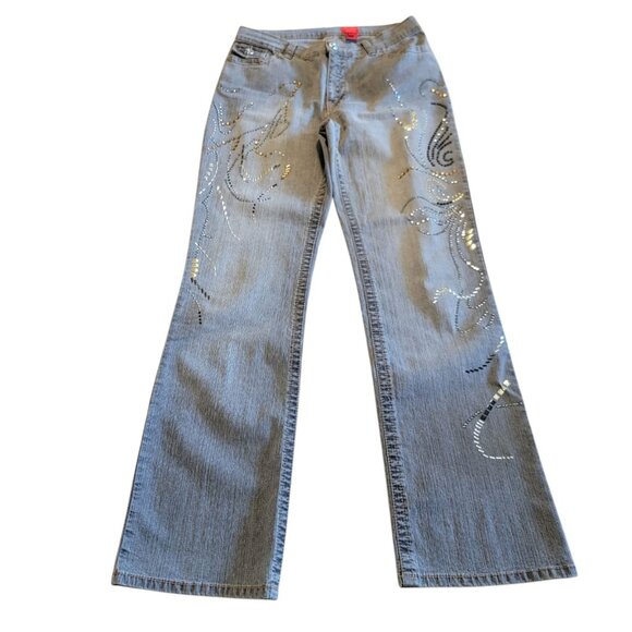 Vintage Very Vera Jeans Embroidered Straight Size 8 Bohemian Blue Gray‎ - Picture 1 of 13